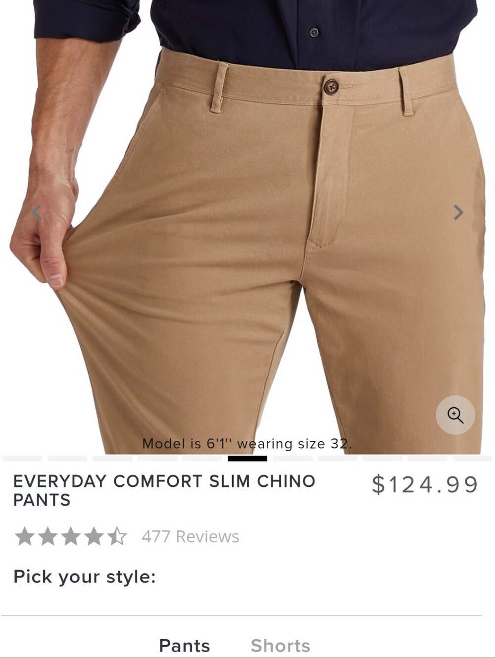 Mott & Bow Men's Everyday Comfort Slim Chino Khaki Pants Regular Size 40x31